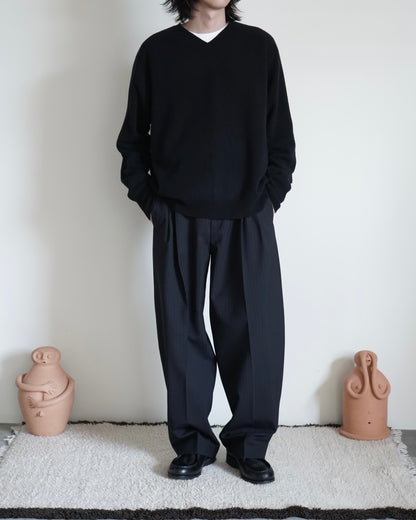 DOUBLE PLEATED WIDE PANTS