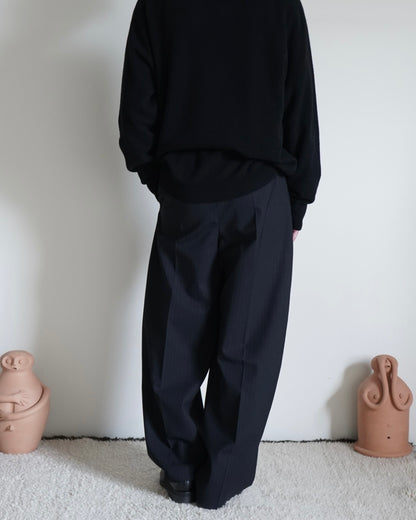 DOUBLE PLEATED WIDE PANTS