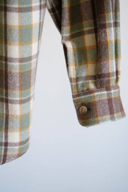 CASHMERE SILK CHECKED FLANNEL BIG SHIRT