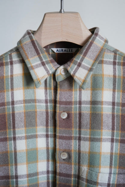 CASHMERE SILK CHECKED FLANNEL BIG SHIRT