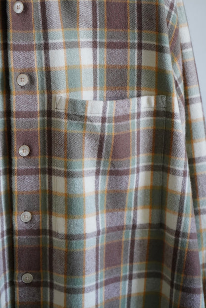 CASHMERE SILK CHECKED FLANNEL BIG SHIRT