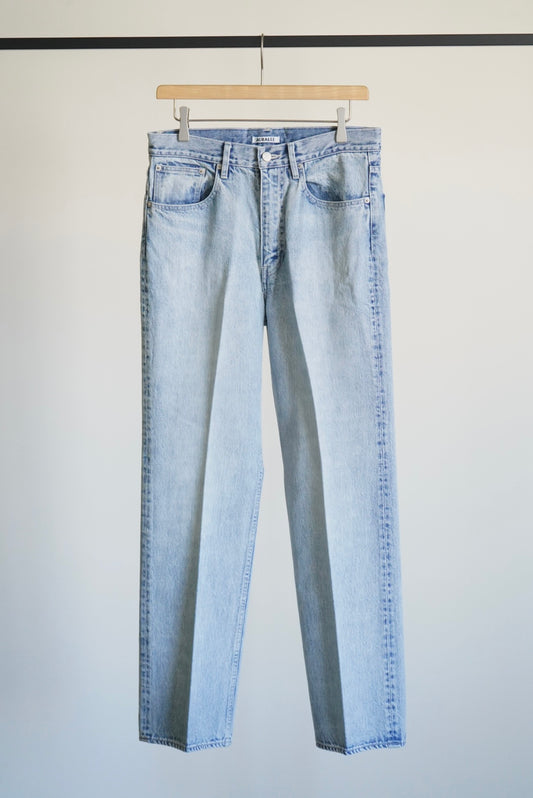 FADED HEAVY DENIM CENTER-PLEATED PANTS