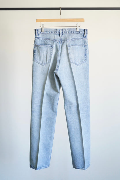 FADED HEAVY DENIM CENTER-PLEATED PANTS