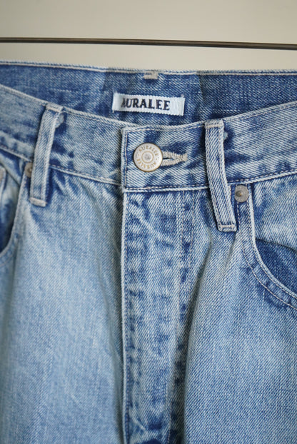 FADED HEAVY DENIM CENTER-PLEATED PANTS