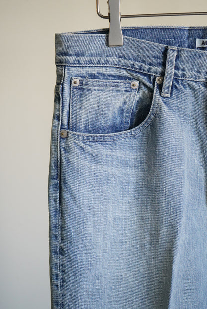 FADED HEAVY DENIM CENTER-PLEATED PANTS