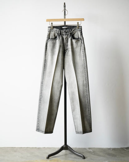 FADED HEAVY DENIM CENTER-PLEATED PANTS