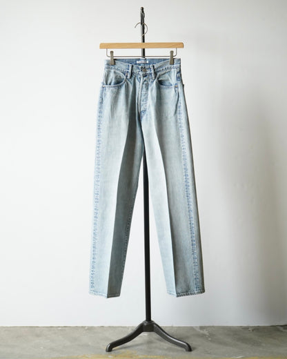 FADED HEAVY DENIM CENTER-PLEATED PANTS