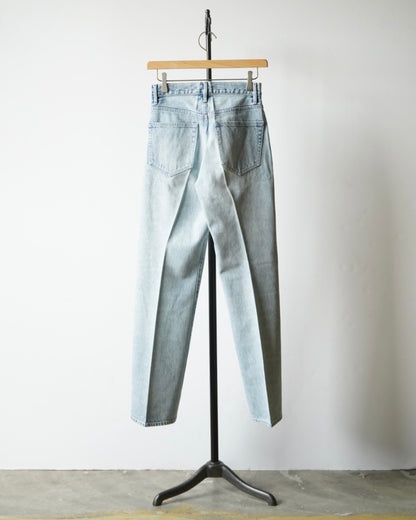 FADED HEAVY DENIM CENTER-PLEATED PANTS