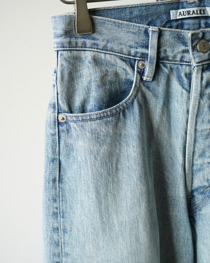 FADED HEAVY DENIM CENTER-PLEATED PANTS