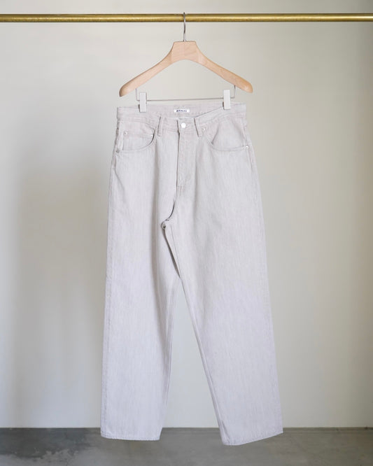 FADED HARD TWIST BROWN DENIM WIDE PANTS