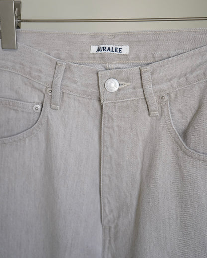 FADED HARD TWIST BROWN DENIM WIDE PANTS