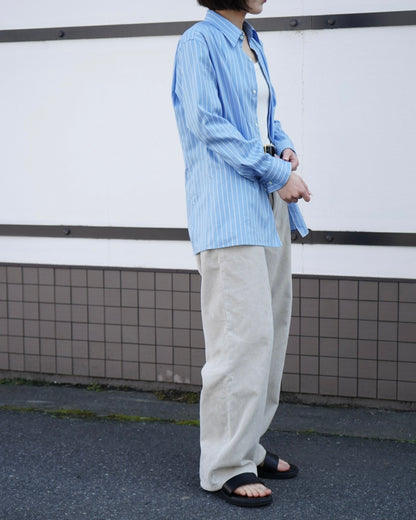 COTTON SILK STRIPE DOUBLE-CUFF SHIRT