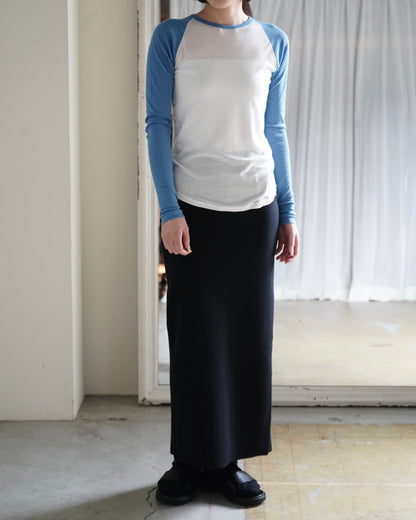 DOUBLE FACED SILK COTTON KNIT SKIRT