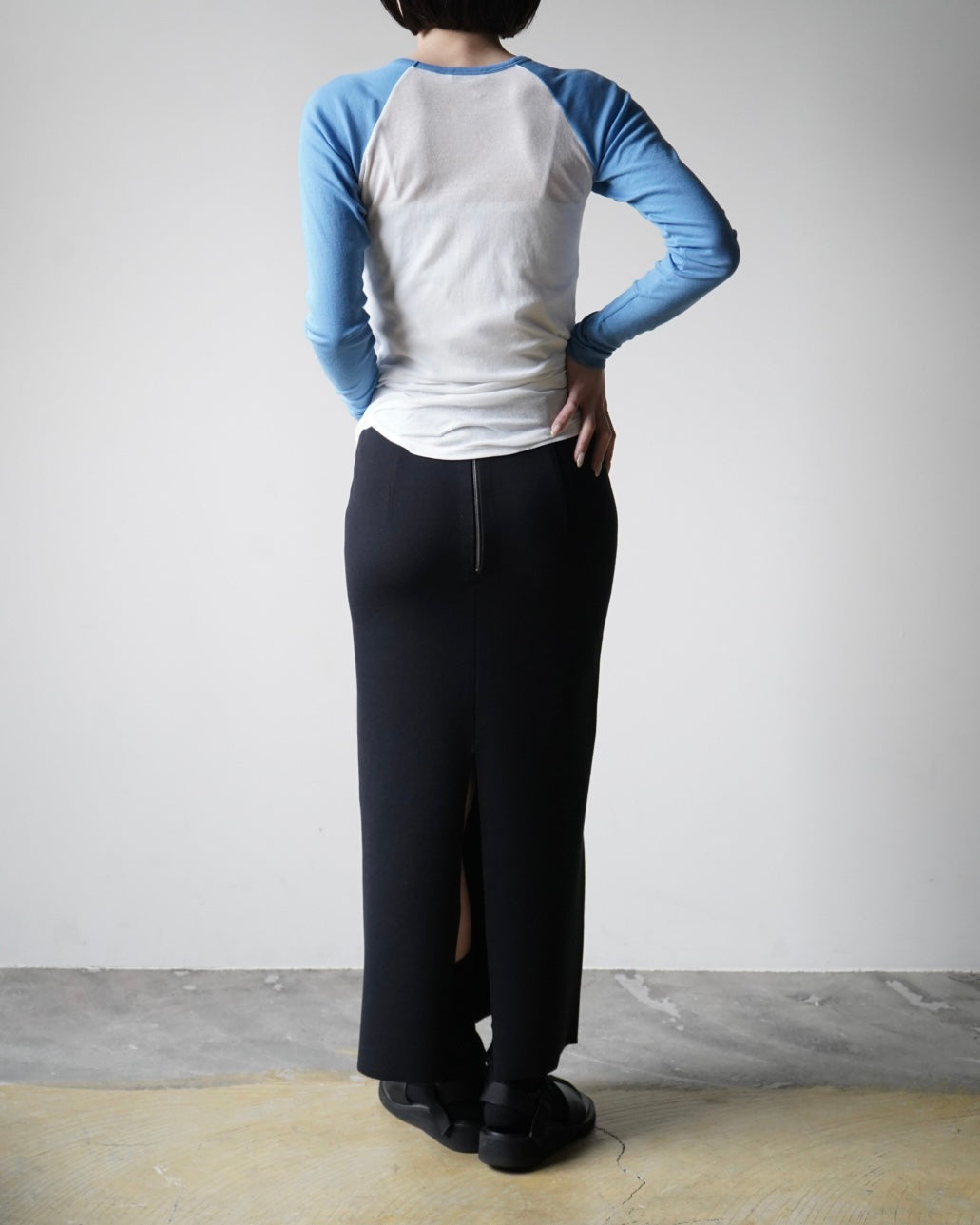 DOUBLE FACED SILK COTTON KNIT SKIRT