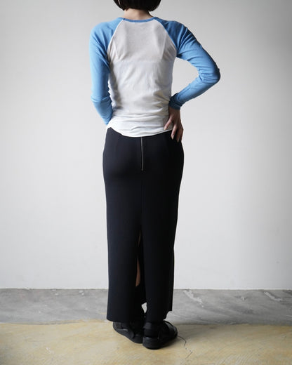 DOUBLE FACED SILK COTTON KNIT SKIRT