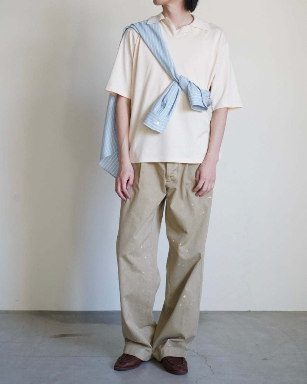 HIGH GAUGE TUSSAH SILK KNIT SKIPPER POLO