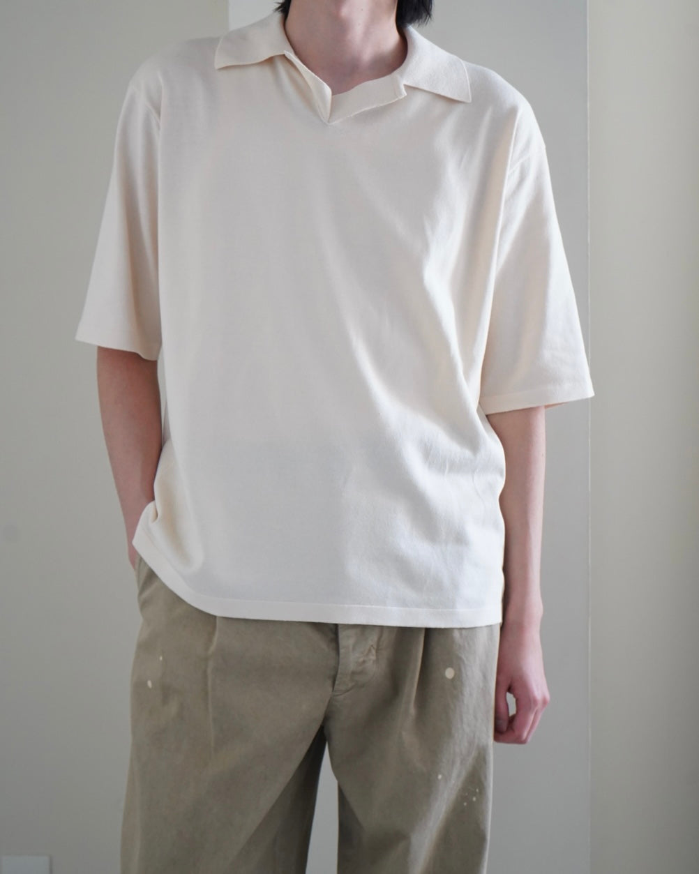 HIGH GAUGE TUSSAH SILK KNIT SKIPPER POLO