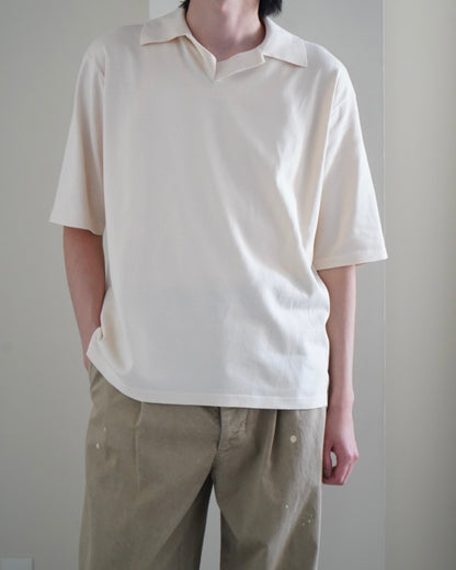 HIGH GAUGE TUSSAH SILK KNIT SKIPPER POLO