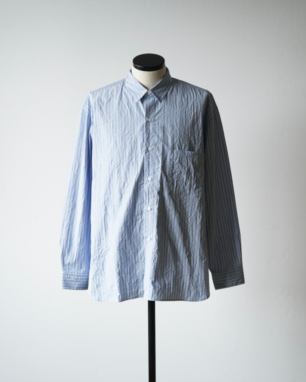WRINKLED POPLIN HANDMADE CLASSIC COLLAR SHIRT