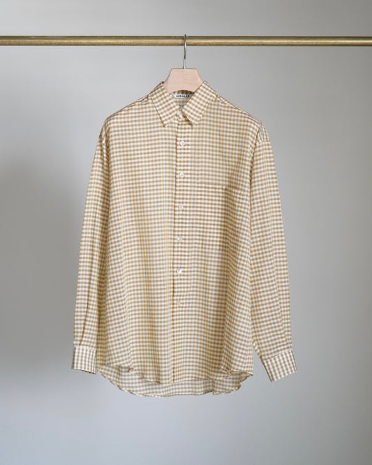AIRY LIGHT COTTON CHECK BIG SHIRT