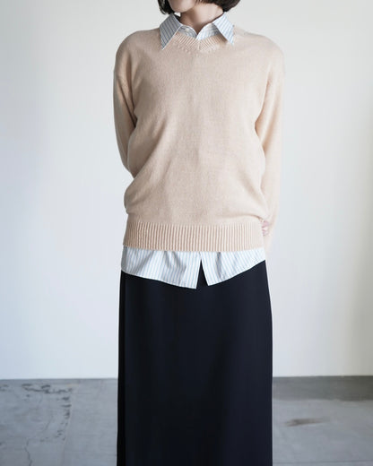 LIGHT CASHMERE KNIT V-NECK P/O