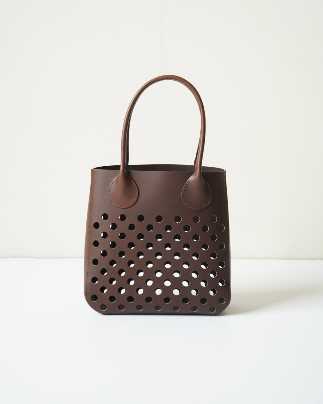 CALF LEATHER POLKA DOTS SQUARED HANDBAG