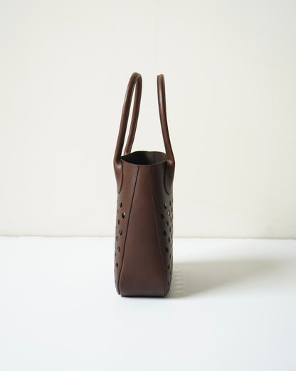 CALF LEATHER POLKA DOTS SQUARED HANDBAG