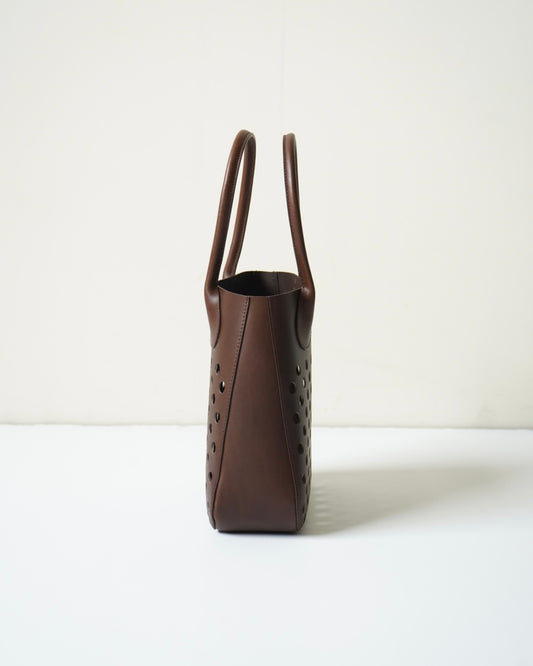 CALF LEATHER POLKA DOTS SQUARED HANDBAG