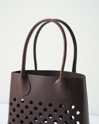 CALF LEATHER POLKA DOTS SQUARED HANDBAG