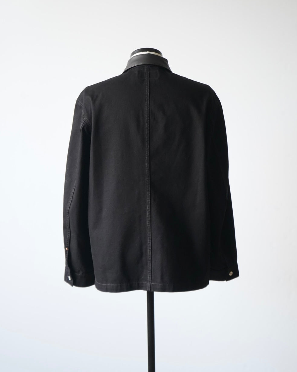 WORKWEAR OVERSHIRT WITH LEATHER COLLAR