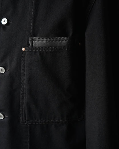 WORKWEAR OVERSHIRT WITH LEATHER COLLAR