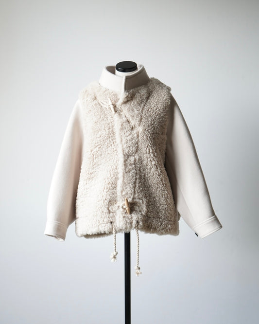 DOUBLE FACE FAUX SHEARLING DUFFEL JACKET