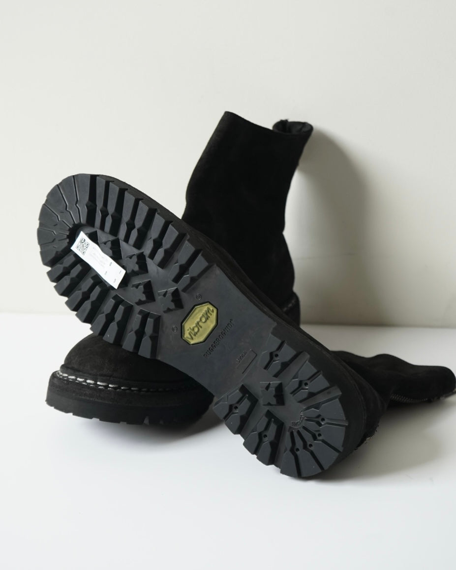 796V_N CALF REVERSE,LINED BACK ZIP BOOTS,SOLE RUBBER – イデアル