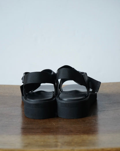 Sandals with Velcro Straps(wide belt) in Grain Leather
