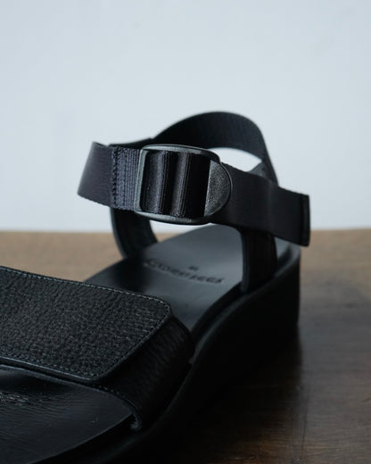 Sandals with Velcro Straps(wide belt) in Grain Leather