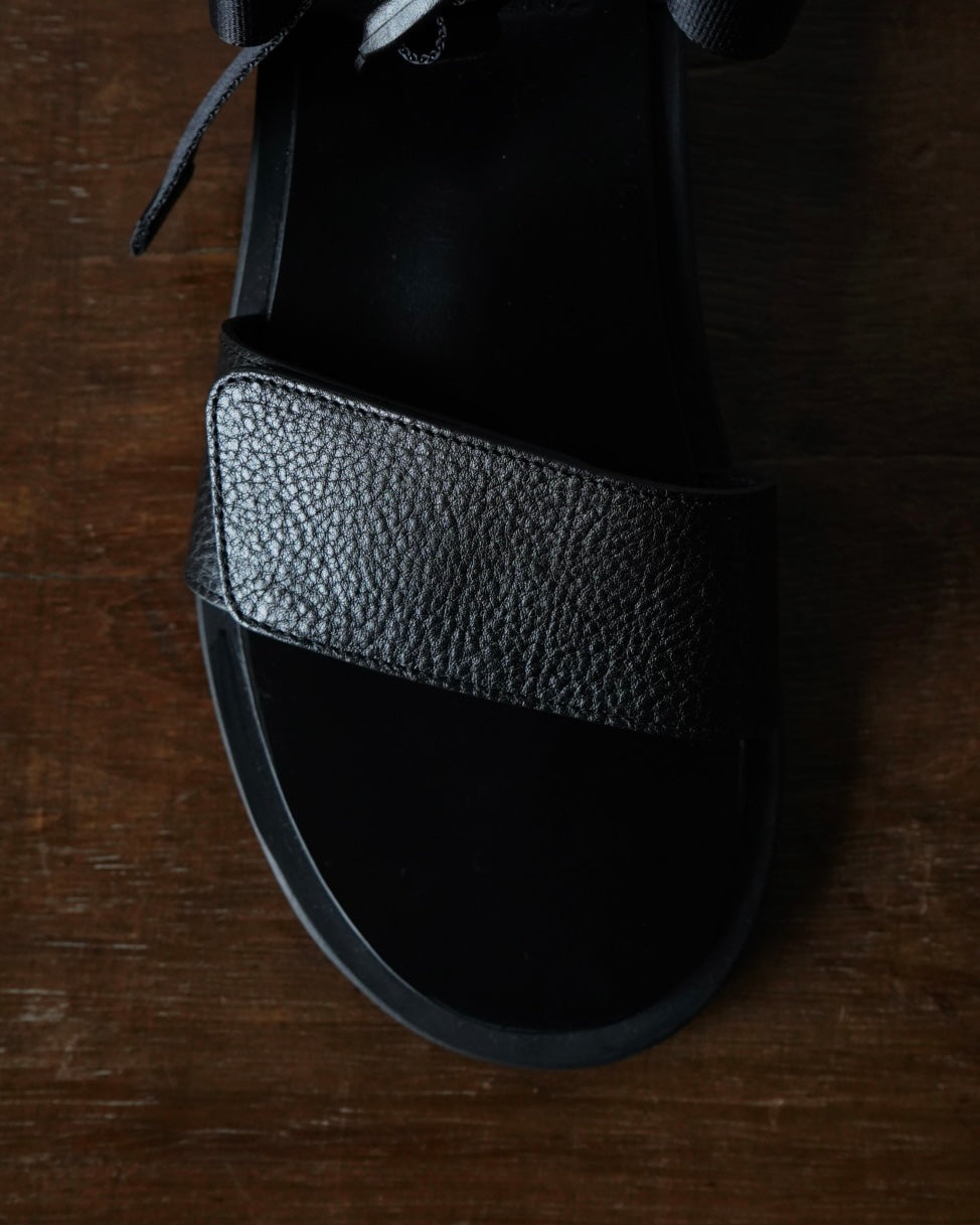 Sandals with Velcro Straps(wide belt) in Grain Leather