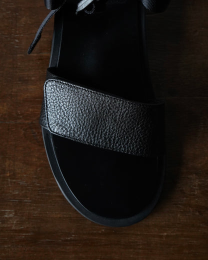 Sandals with Velcro Straps(wide belt) in Grain Leather