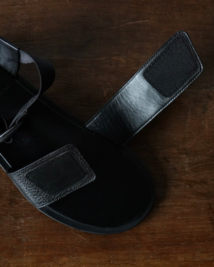 Sandals with Velcro Straps(wide belt) in Grain Leather