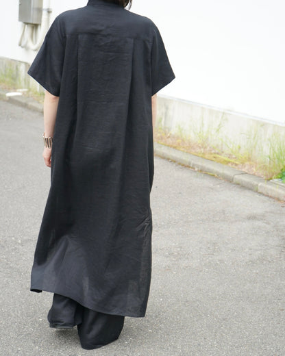 LINEN MAXI SHIRT DRESS