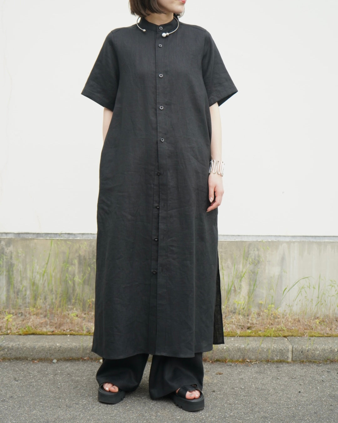LINEN MAXI SHIRT DRESS