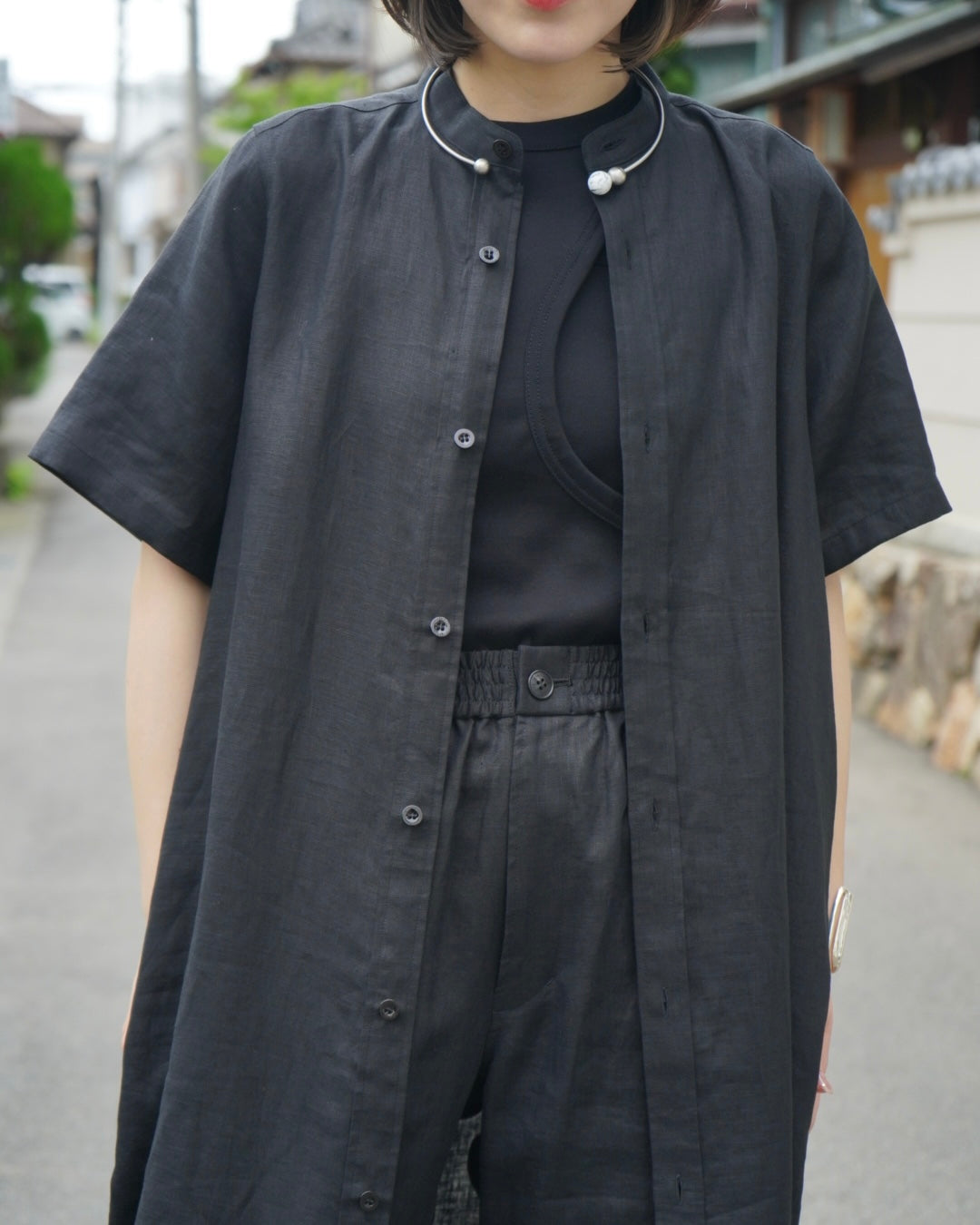 LINEN MAXI SHIRT DRESS