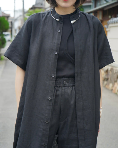 LINEN MAXI SHIRT DRESS