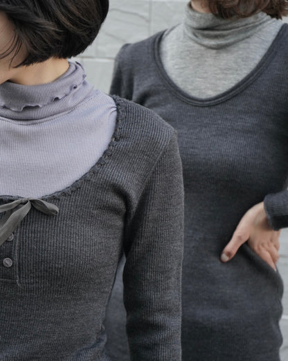 RIB STITCH U-NECK UNDERWEAR