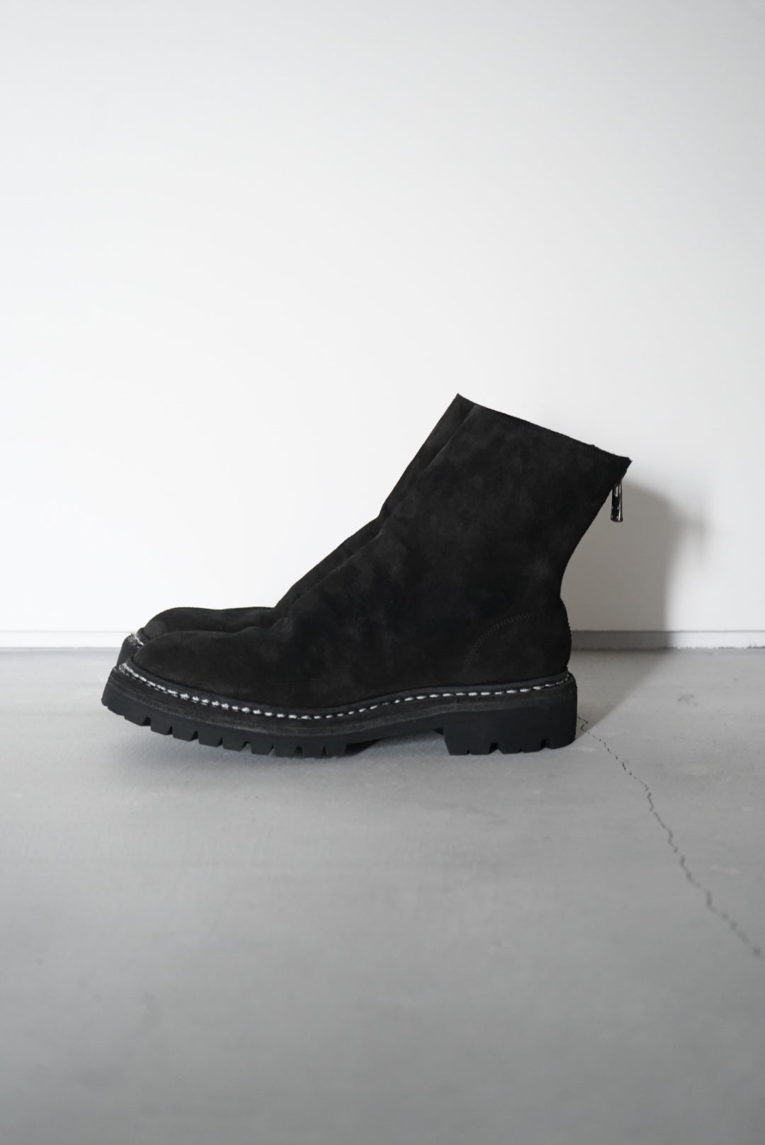 796V_N CALF REVERSE,LINED BACK ZIP BOOTS,SOLE RUBBER – イデアル