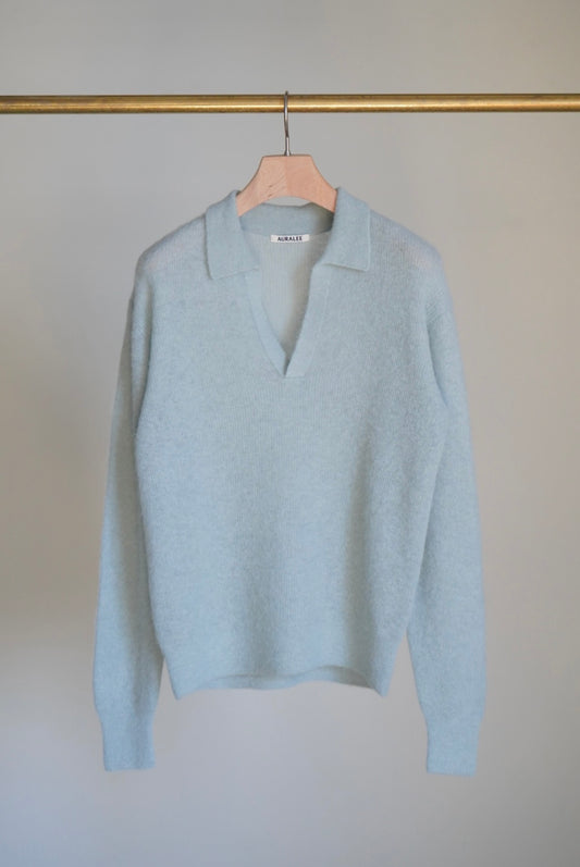 BABY SURI ALPACA SHEER KNIT SKIPPER POLO