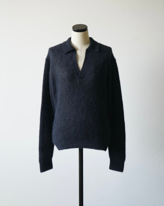BABY SURI ALPACA SHEER KNIT SKIPPER POLO