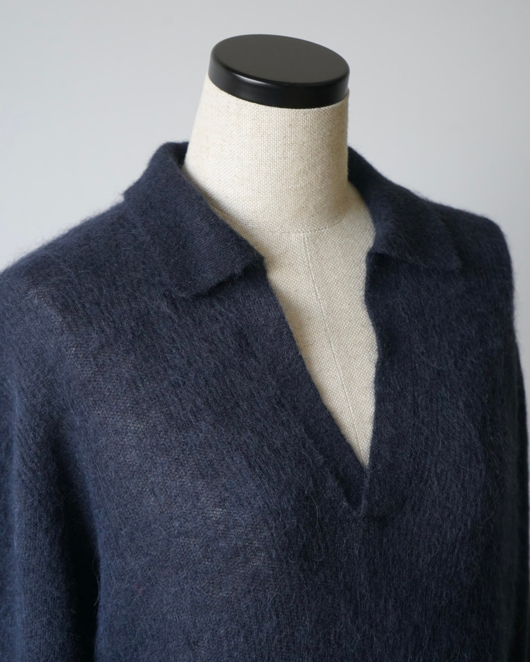 BABY SURI ALPACA SHEER KNIT SKIPPER POLO