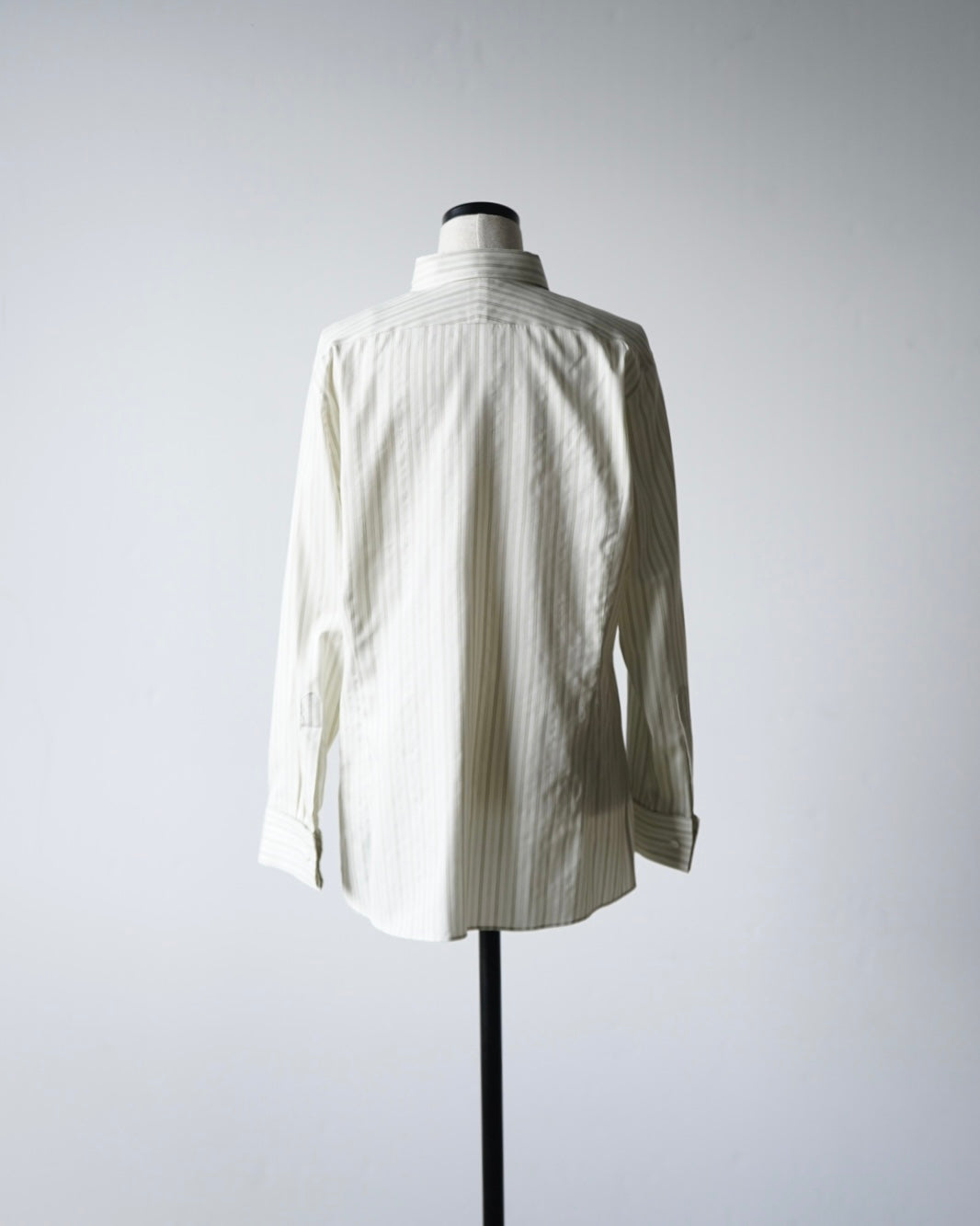 COTTON SILK STRIPE DOUBLE-CUFF SHIRT