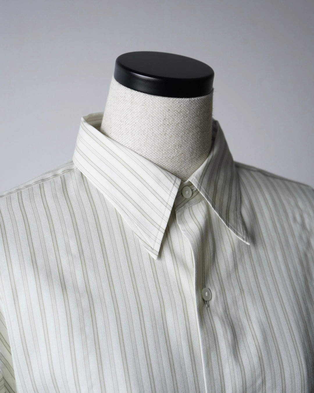 COTTON SILK STRIPE DOUBLE-CUFF SHIRT