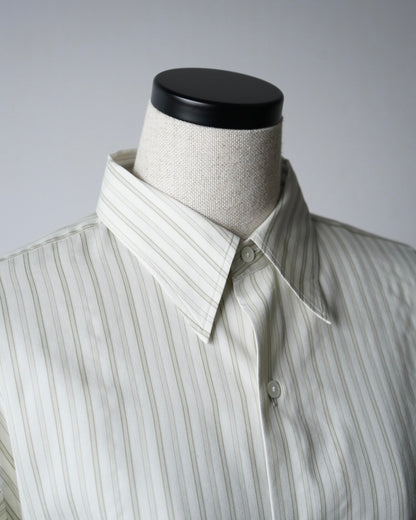 COTTON SILK STRIPE DOUBLE-CUFF SHIRT